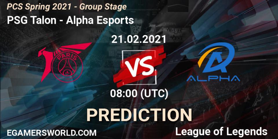 Pronósticos PSG Talon - Alpha Esports. 21.02.2021 at 08:00. PCS Spring 2021 - Group Stage - LoL