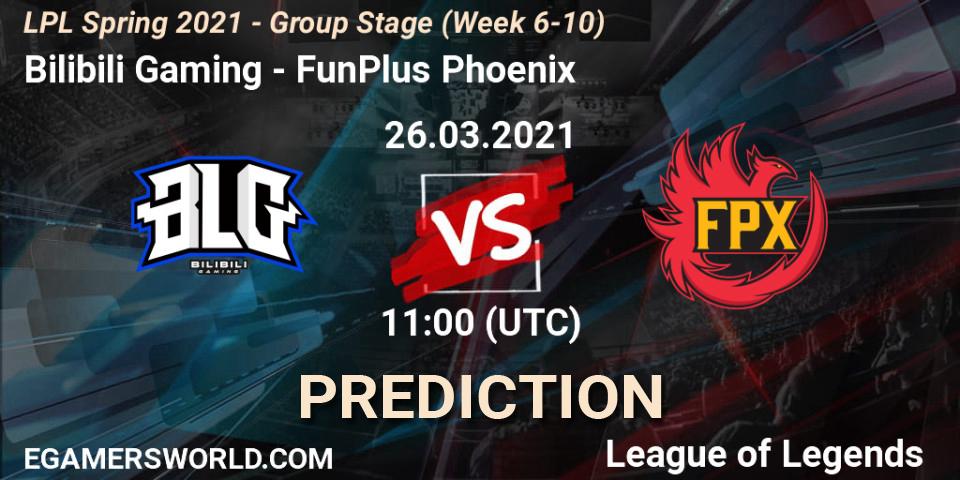 Pronósticos Bilibili Gaming - FunPlus Phoenix. 26.03.2021 at 11:00. LPL Spring 2021 - Group Stage (Week 6-10) - LoL