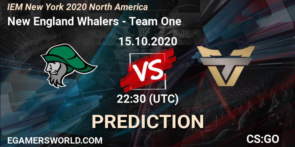 Pronósticos New England Whalers - Team One. 16.10.2020 at 00:45. IEM New York 2020 North America - Counter-Strike (CS2)