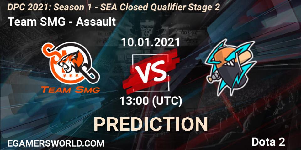 Pronósticos Team SMG - Assault. 10.01.2021 at 13:44. DPC 2021: Season 1 - SEA Closed Qualifier Stage 2 - Dota 2