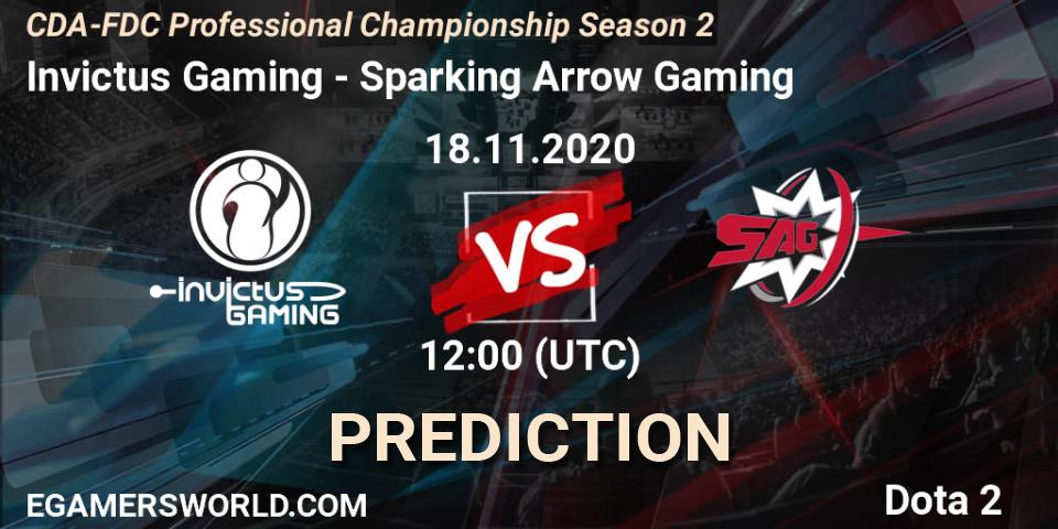 Pronósticos Invictus Gaming - Sparking Arrow Gaming. 18.11.2020 at 11:11. CDA-FDC Professional Championship Season 2 - Dota 2