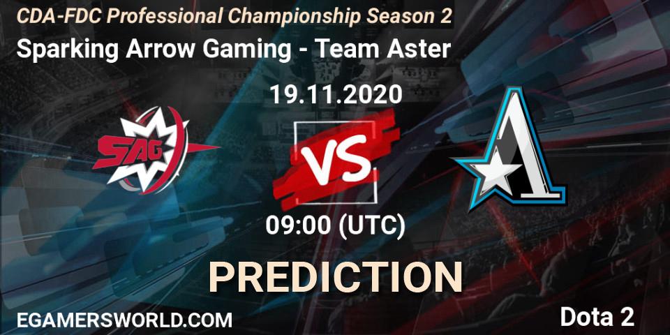 Pronósticos Sparking Arrow Gaming - Team Aster. 19.11.2020 at 08:02. CDA-FDC Professional Championship Season 2 - Dota 2