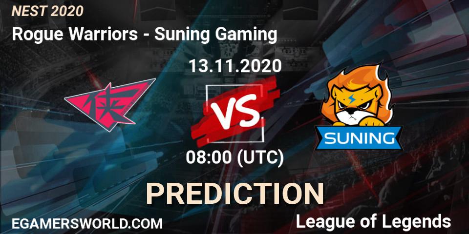 Pronósticos Rogue Warriors - Suning Gaming. 13.11.20. NEST 2020 - LoL
