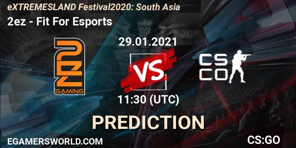 Pronósticos 2ez - Fit For Esports. 29.01.2021 at 11:30. eXTREMESLAND Festival 2020: South Asia - Counter-Strike (CS2)