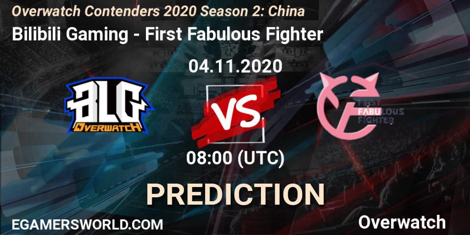 Pronósticos Bilibili Gaming - First Fabulous Fighter. 04.11.2020 at 08:00. Overwatch Contenders 2020 Season 2: China - Overwatch