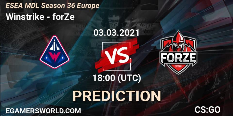 Pronósticos Winstrike - forZe. 03.03.21. MDL ESEA Season 36: Europe - Premier division - CS2 (CS:GO)