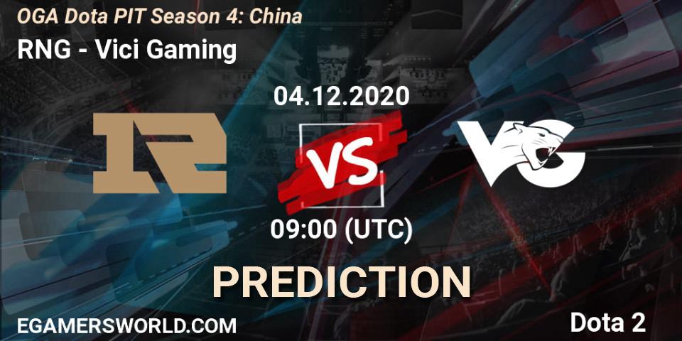 Pronósticos RNG - Vici Gaming. 04.12.2020 at 08:53. OGA Dota PIT Season 4: China - Dota 2