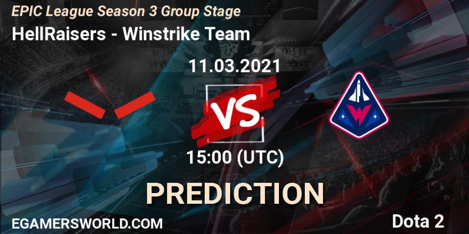 Pronósticos HellRaisers - Winstrike Team. 11.03.2021 at 15:00. EPIC League Season 3 Group Stage - Dota 2