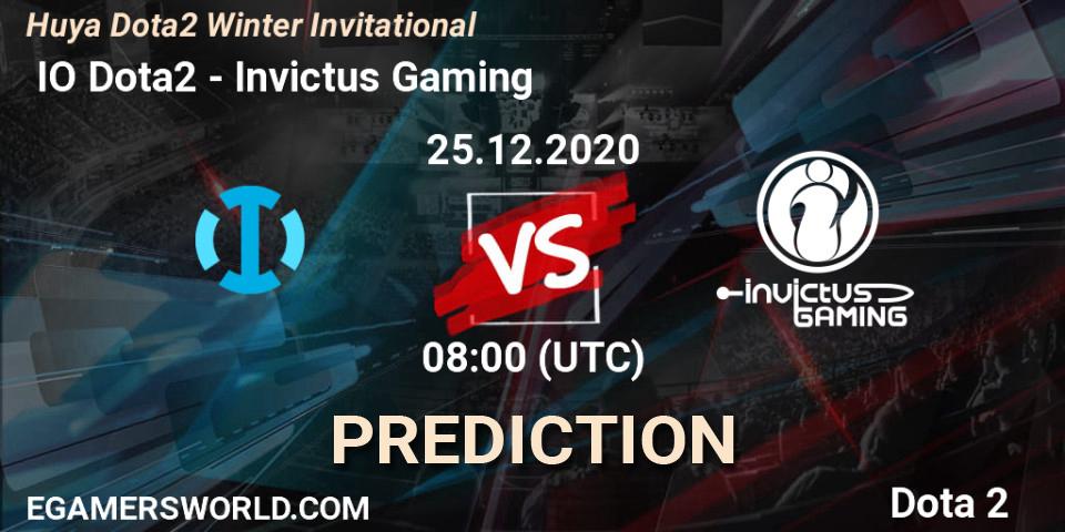 Pronósticos IO Dota2 - Invictus Gaming. 25.12.2020 at 08:33. Huya Dota2 Winter Invitational - Dota 2