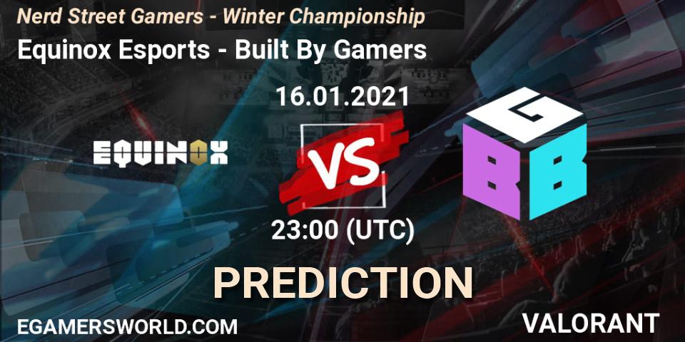 Pronósticos Equinox Esports - Built By Gamers. 16.01.2021 at 22:45. Nerd Street Gamers - Winter Championship - VALORANT