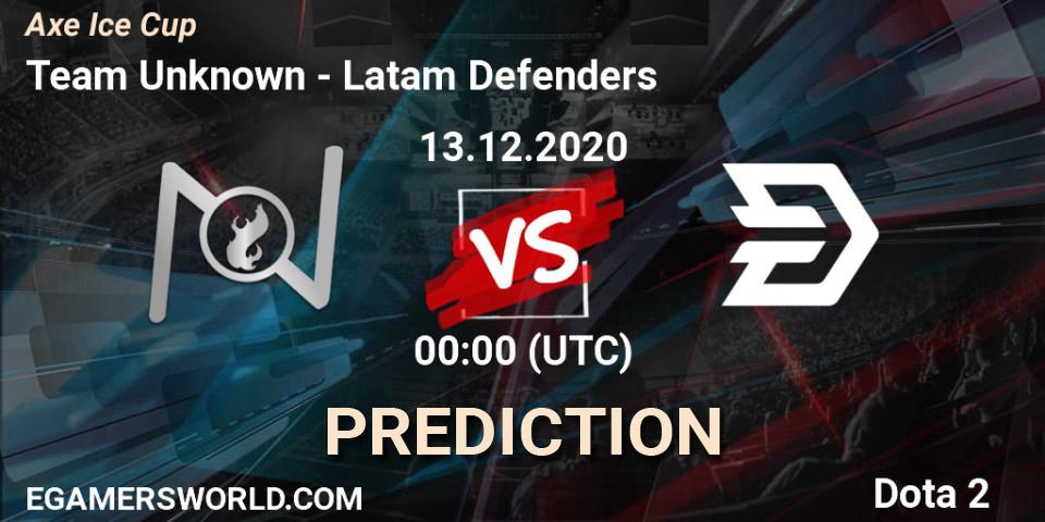 Pronósticos Team Unknown - Latam Defenders. 13.12.2020 at 00:45. Axe Ice Cup - Dota 2