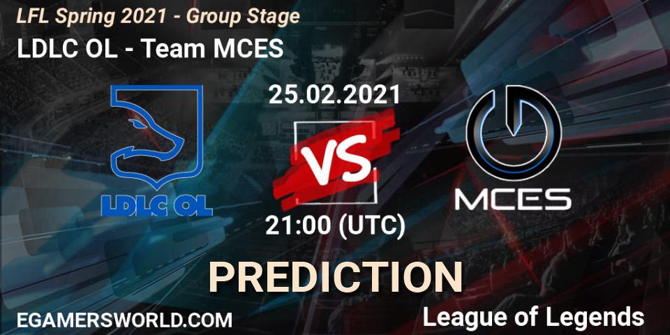 Pronósticos LDLC OL - Team MCES. 25.02.2021 at 21:00. LFL Spring 2021 - Group Stage - LoL