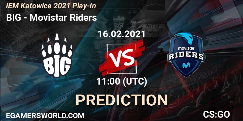Pronósticos BIG - Movistar Riders. 16.02.2021 at 11:00. IEM Katowice 2021 Play-In - Counter-Strike (CS2)