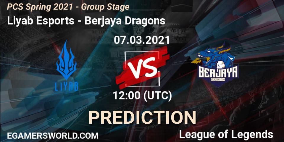 Pronósticos Liyab Esports - Berjaya Dragons. 07.03.2021 at 12:00. PCS Spring 2021 - Group Stage - LoL