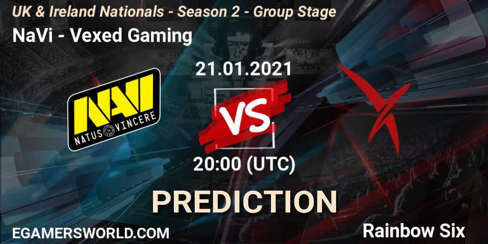Pronósticos NaVi - Vexed Gaming. 21.01.2021 at 20:00. UK & Ireland Nationals - Season 2 - Group Stage - Rainbow Six
