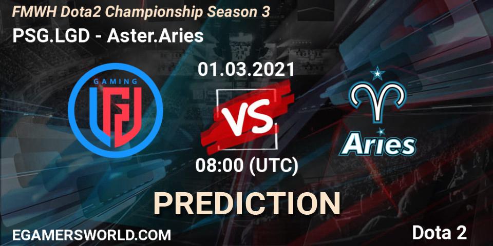 Pronósticos PSG.LGD - Aster.Aries. 01.03.2021 at 08:00. FMWH Dota2 Championship Season 3 - Dota 2