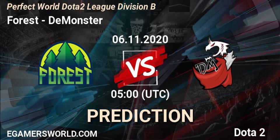 Pronósticos Forest - DeMonster. 06.11.20. Perfect World Dota2 League Division B - Dota 2