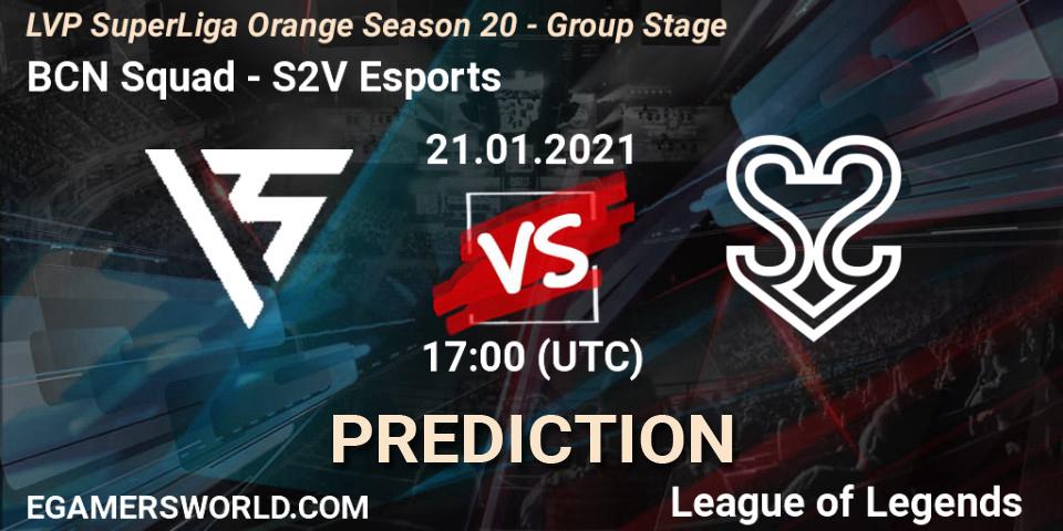Pronósticos BCN Squad - S2V Esports. 21.01.2021 at 17:00. LVP SuperLiga Orange Season 20 - Group Stage - LoL