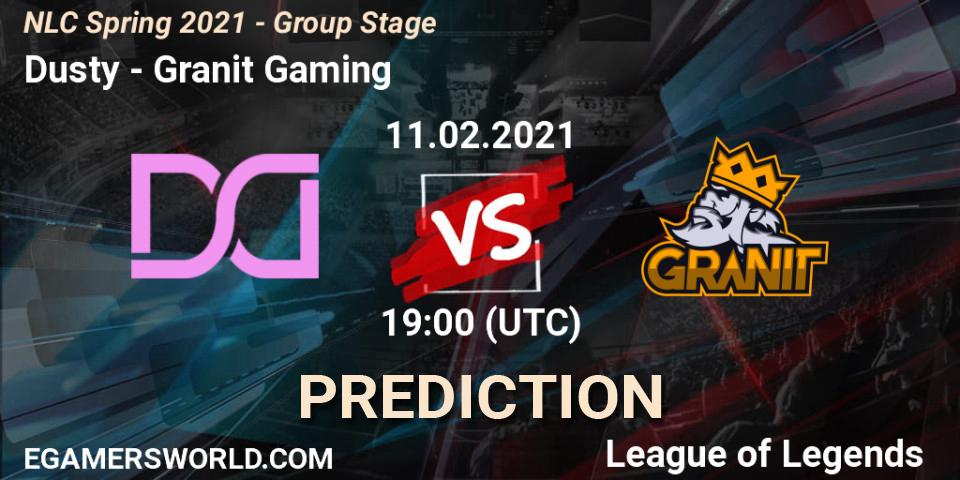 Pronósticos Dusty - Granit Gaming. 11.02.2021 at 19:00. NLC Spring 2021 - Group Stage - LoL