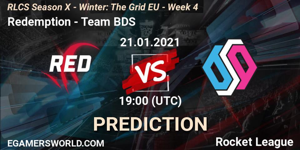 Pronósticos Redemption - Team BDS. 21.01.2021 at 19:00. RLCS Season X - Winter: The Grid EU - Week 4 - Rocket League