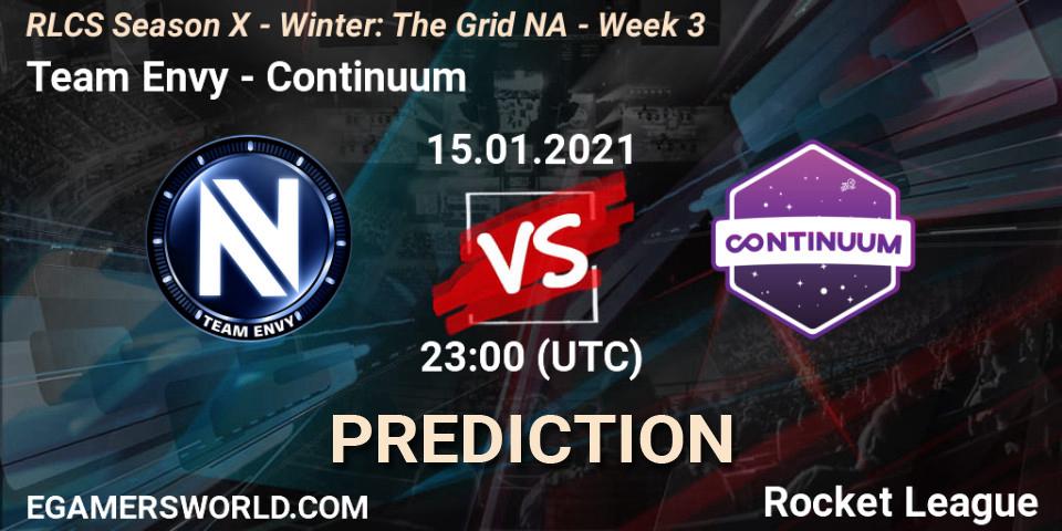 Pronósticos Team Envy - Continuum. 15.01.2021 at 23:00. RLCS Season X - Winter: The Grid NA - Week 3 - Rocket League