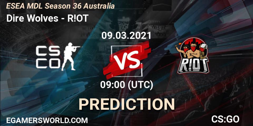 Pronósticos Dire Wolves - R!OT. 09.03.2021 at 09:00. MDL ESEA Season 36: Australia - Premier Division - Counter-Strike (CS2)