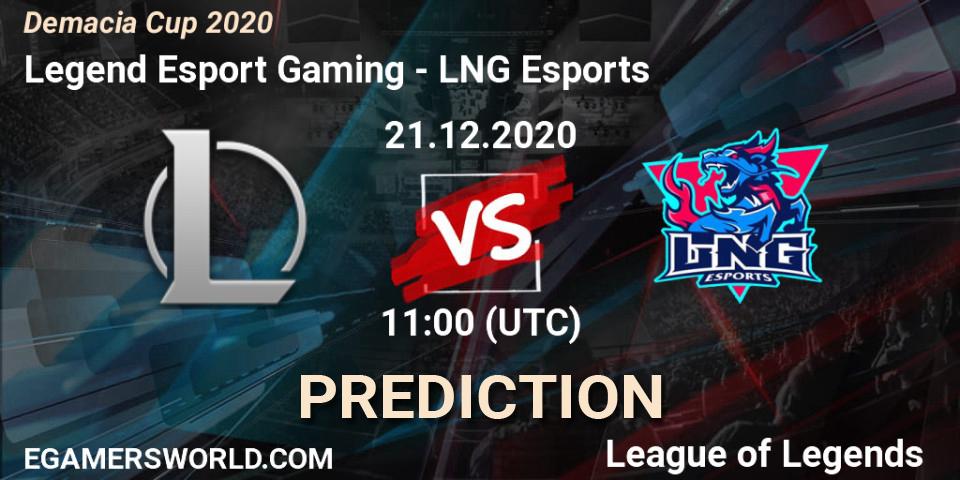 Pronósticos Legend Esport Gaming - LNG Esports. 21.12.20. Demacia Cup 2020 - LoL