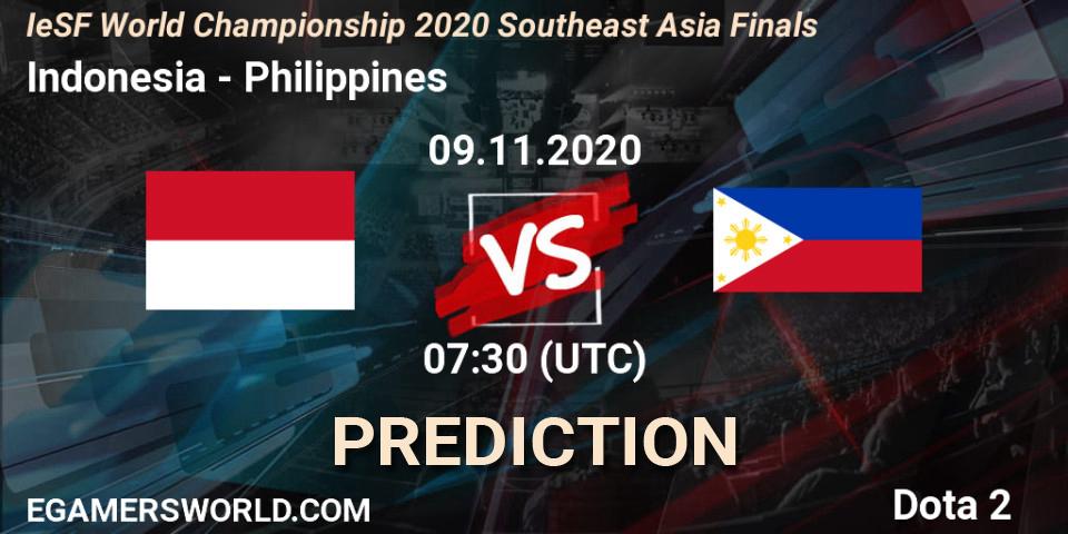 Pronósticos Indonesia - Philippines. 09.11.2020 at 08:15. IeSF World Championship 2020 Southeast Asia Finals - Dota 2