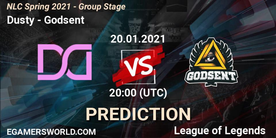 Pronósticos Dusty - Godsent. 20.01.2021 at 20:00. NLC Spring 2021 - Group Stage - LoL
