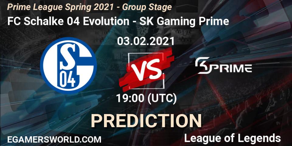 Pronósticos FC Schalke 04 Evolution - SK Gaming Prime. 03.02.2021 at 18:00. Prime League Spring 2021 - Group Stage - LoL
