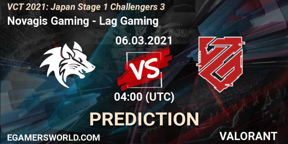 Pronósticos Novagis Gaming - Lag Gaming. 06.03.2021 at 04:00. VCT 2021: Japan Stage 1 Challengers 3 - VALORANT