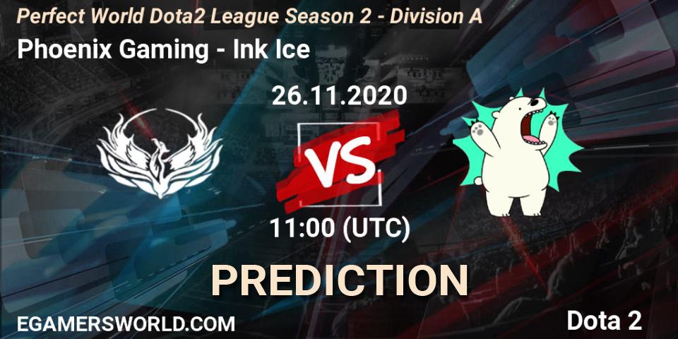 Pronósticos Phoenix Gaming - Ink Ice. 26.11.2020 at 11:42. Perfect World Dota2 League Season 2 - Division A - Dota 2