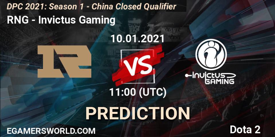 Pronósticos RNG - Invictus Gaming. 10.01.2021 at 11:22. DPC 2021: Season 1 - China Closed Qualifier - Dota 2