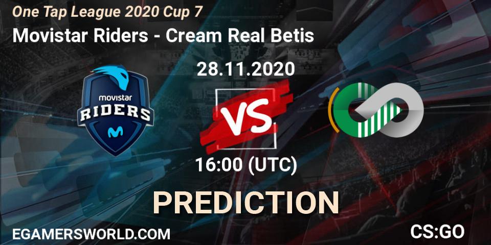 Pronósticos Movistar Riders - Cream Real Betis. 28.11.20. One Tap League 2020 Cup 7 - CS2 (CS:GO)