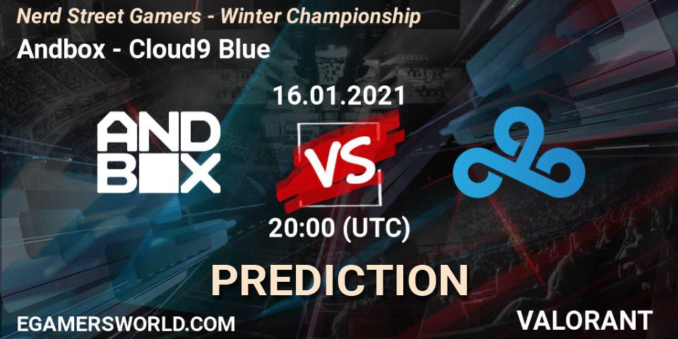 Pronósticos Andbox - Cloud9 Blue. 16.01.2021 at 20:00. Nerd Street Gamers - Winter Championship - VALORANT