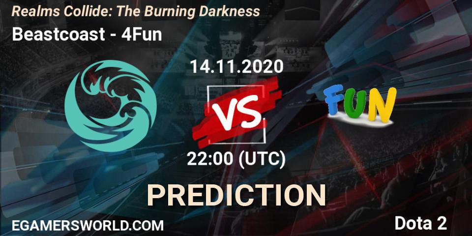 Pronósticos Beastcoast - 4Fun. 14.11.2020 at 22:02. Realms Collide: The Burning Darkness - Dota 2