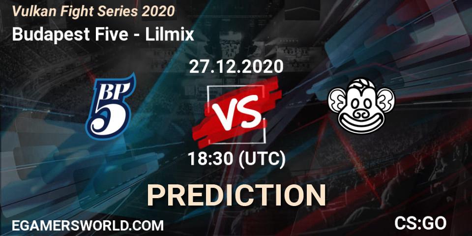 Pronósticos Budapest Five - Lilmix. 27.12.2020 at 18:30. Vulkan Fight Series 2020 - Counter-Strike (CS2)