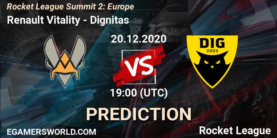 Pronósticos Renault Vitality - Dignitas. 20.12.20. Rocket League Summit 2: Europe - Rocket League