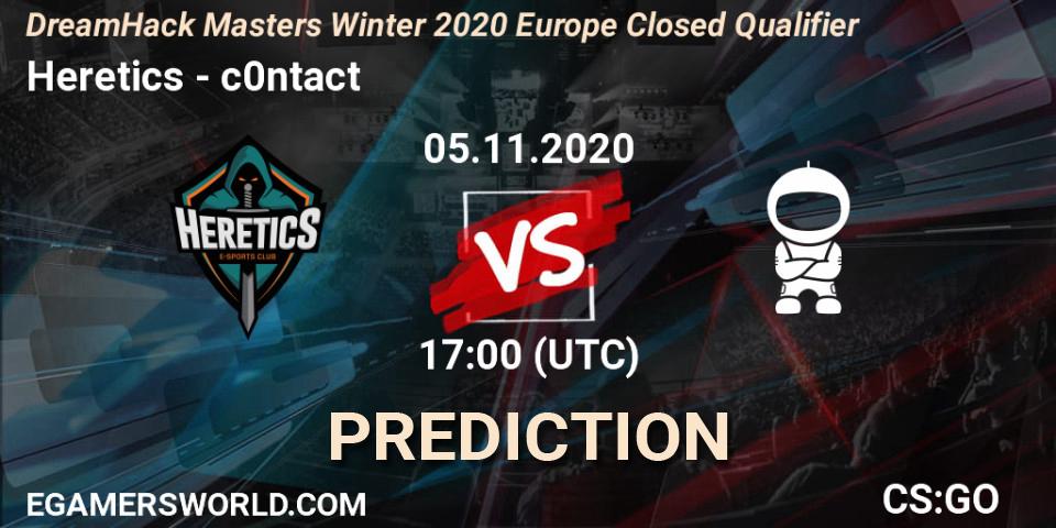 Pronósticos Heretics - c0ntact. 05.11.2020 at 17:00. DreamHack Masters Winter 2020 Europe Closed Qualifier - Counter-Strike (CS2)