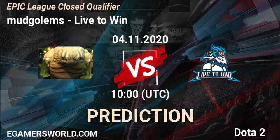 Pronósticos mudgolems - Live to Win. 04.11.2020 at 12:50. EPIC League Closed Qualifier - Dota 2