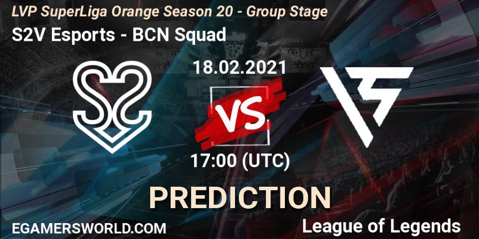 Pronósticos S2V Esports - BCN Squad. 18.02.2021 at 17:00. LVP SuperLiga Orange Season 20 - Group Stage - LoL