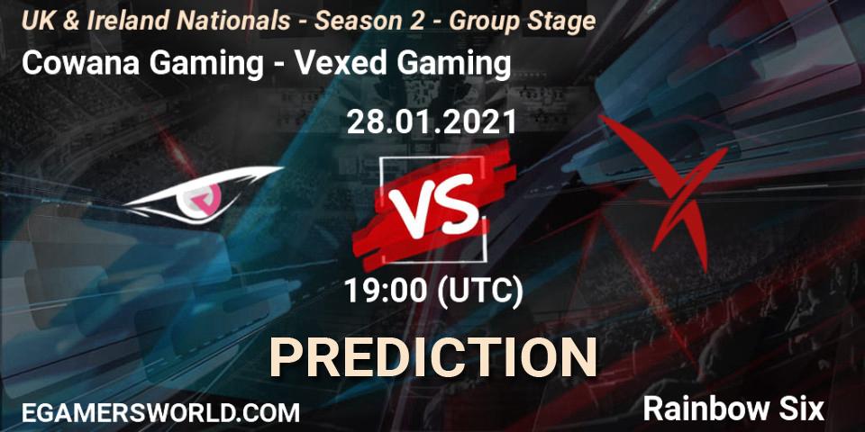Pronósticos Cowana Gaming - Vexed Gaming. 28.01.2021 at 19:00. UK & Ireland Nationals - Season 2 - Group Stage - Rainbow Six