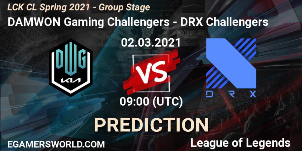 Pronósticos DAMWON Gaming Challengers - DRX Challengers. 02.03.2021 at 09:00. LCK CL Spring 2021 - Group Stage - LoL