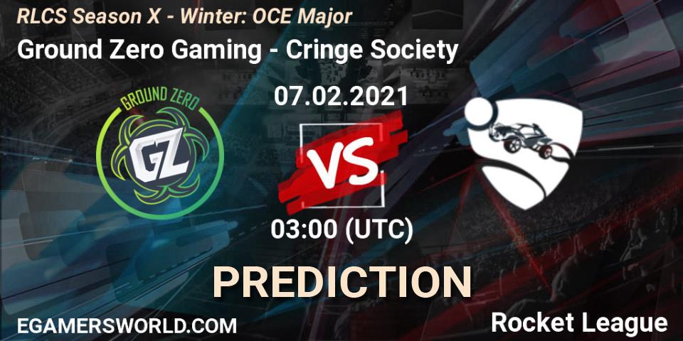 Pronósticos Ground Zero Gaming - Cringe Society. 07.02.2021 at 03:00. RLCS Season X - Winter: OCE Major - Rocket League