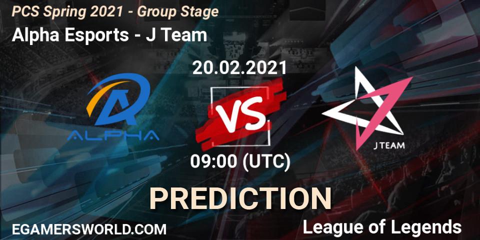 Pronósticos Alpha Esports - J Team. 20.02.21. PCS Spring 2021 - Group Stage - LoL