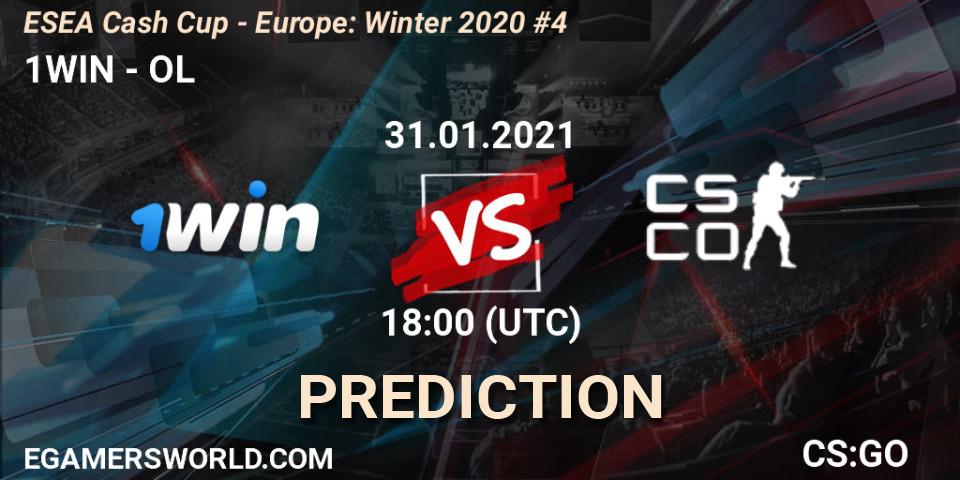 Pronósticos 1WIN - OL. 31.01.2021 at 18:00. ESEA Cash Cup - Europe: Winter 2020 #4 - Counter-Strike (CS2)