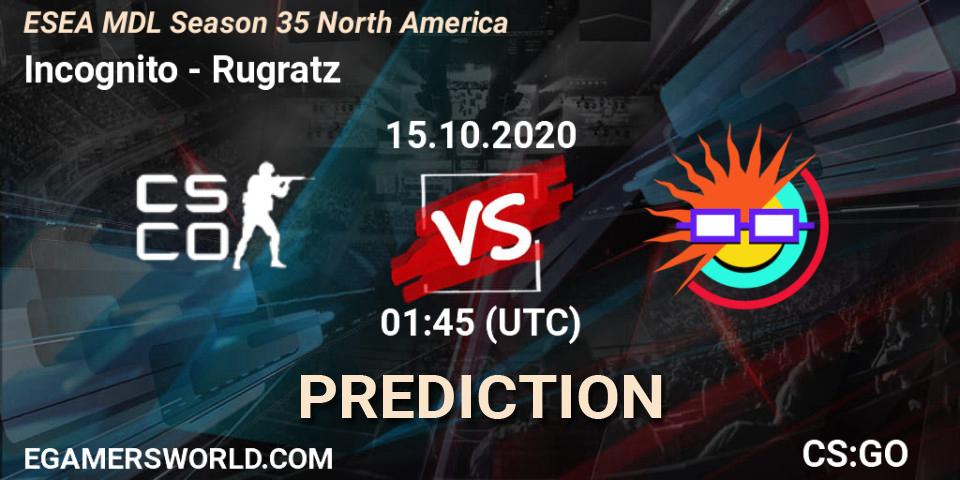 Pronósticos Incognito - Rugratz. 21.10.2020 at 23:15. ESEA MDL Season 35 North America - Counter-Strike (CS2)