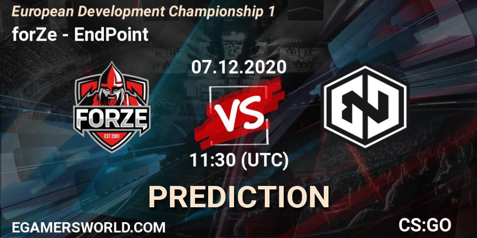 Pronósticos forZe - EndPoint. 07.12.20. European Development Championship 1 - CS2 (CS:GO)
