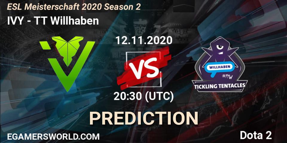 Pronósticos IVY - TT Willhaben. 12.11.2020 at 20:16. ESL Meisterschaft 2020 Season 2 - Dota 2