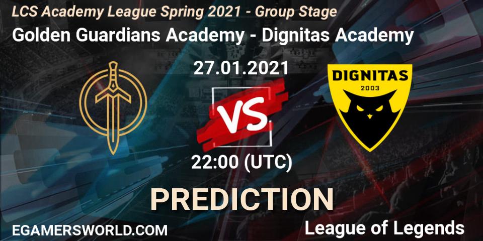 Pronósticos Golden Guardians Academy - Dignitas Academy. 27.01.21. LCS Academy League Spring 2021 - Group Stage - LoL